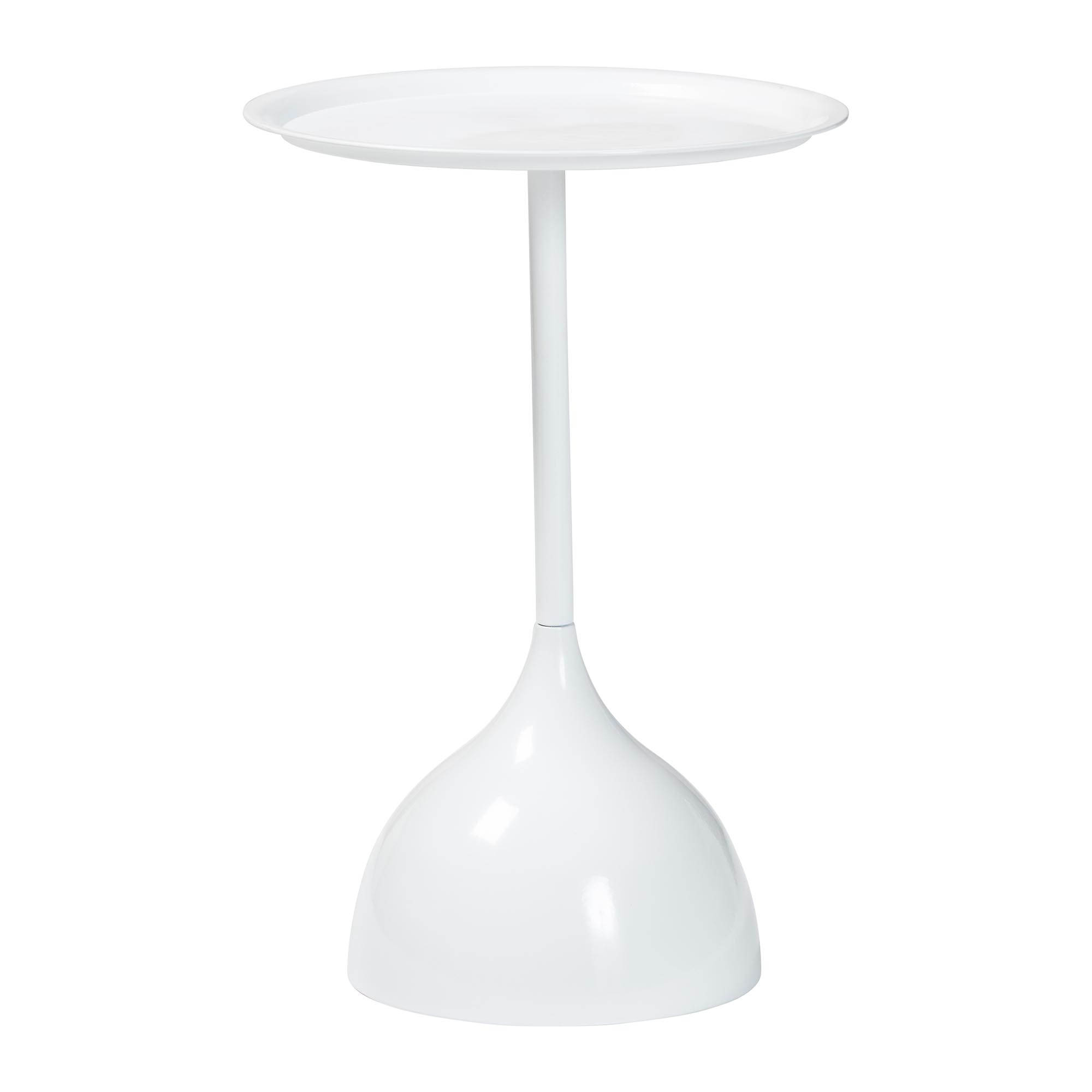 Baxton Studio Webb White Metal Pedestal Side Table - Modern Accent Table with Round Tray Top for Indoor or Semi-Outdoor Use Affordable modern furniture in Chicago, classic living room furniture, modern end table, cheap end table